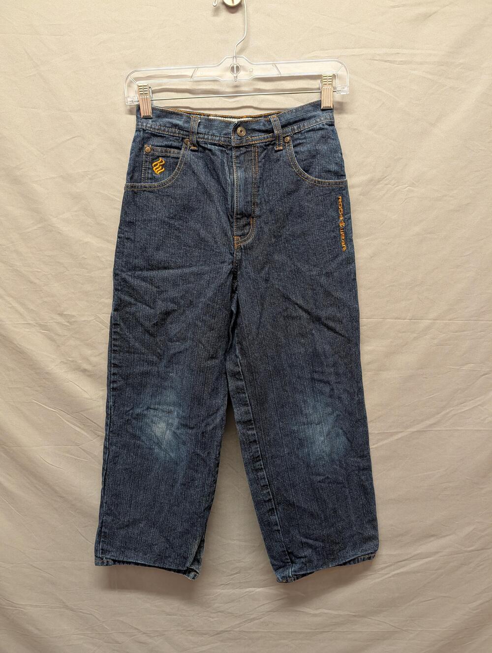 Rocawear Jeans Boys 10 Blue Denim Embroidered Logo Baggy Wide Leg Y2K Hip Hop
